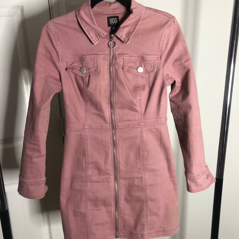 Mauve zip up jean dress